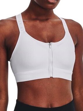 Under Armour Infinity High Zip Sports Bra White Women's 2X 1374378 Adjustable